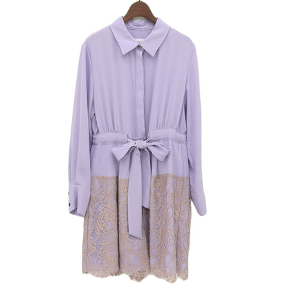 ADELLY Excellent Condition Triacetate Shirt-Style All-in-One Light Purple ADL10-391 Dress - Women's