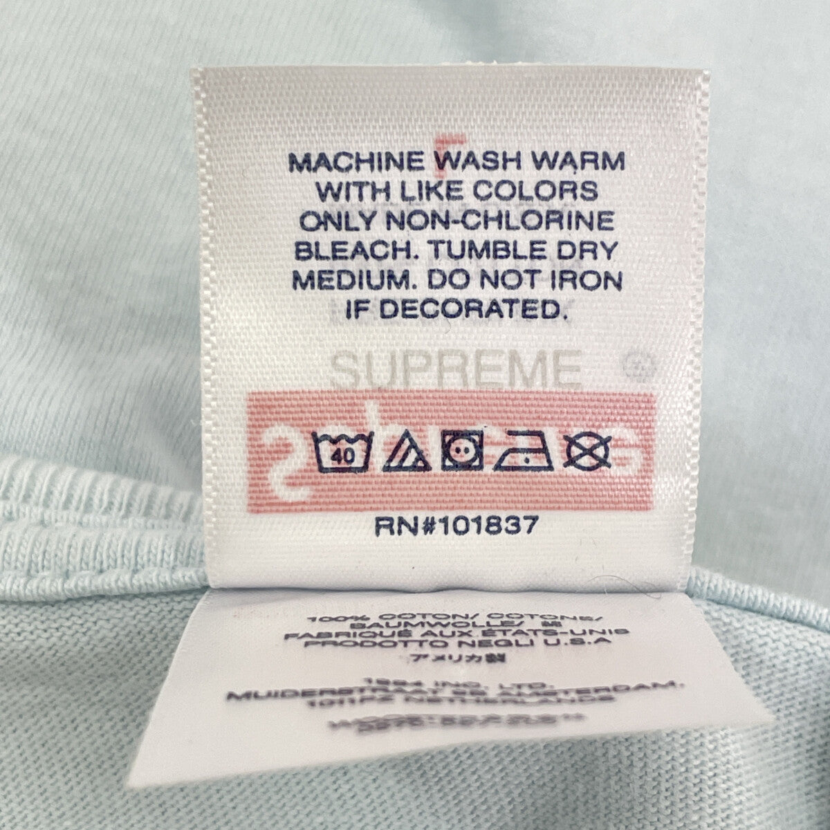 Supreme シュプリーム 23SS 淡蓝色 Arabic Logo Tee T恤 L 男款