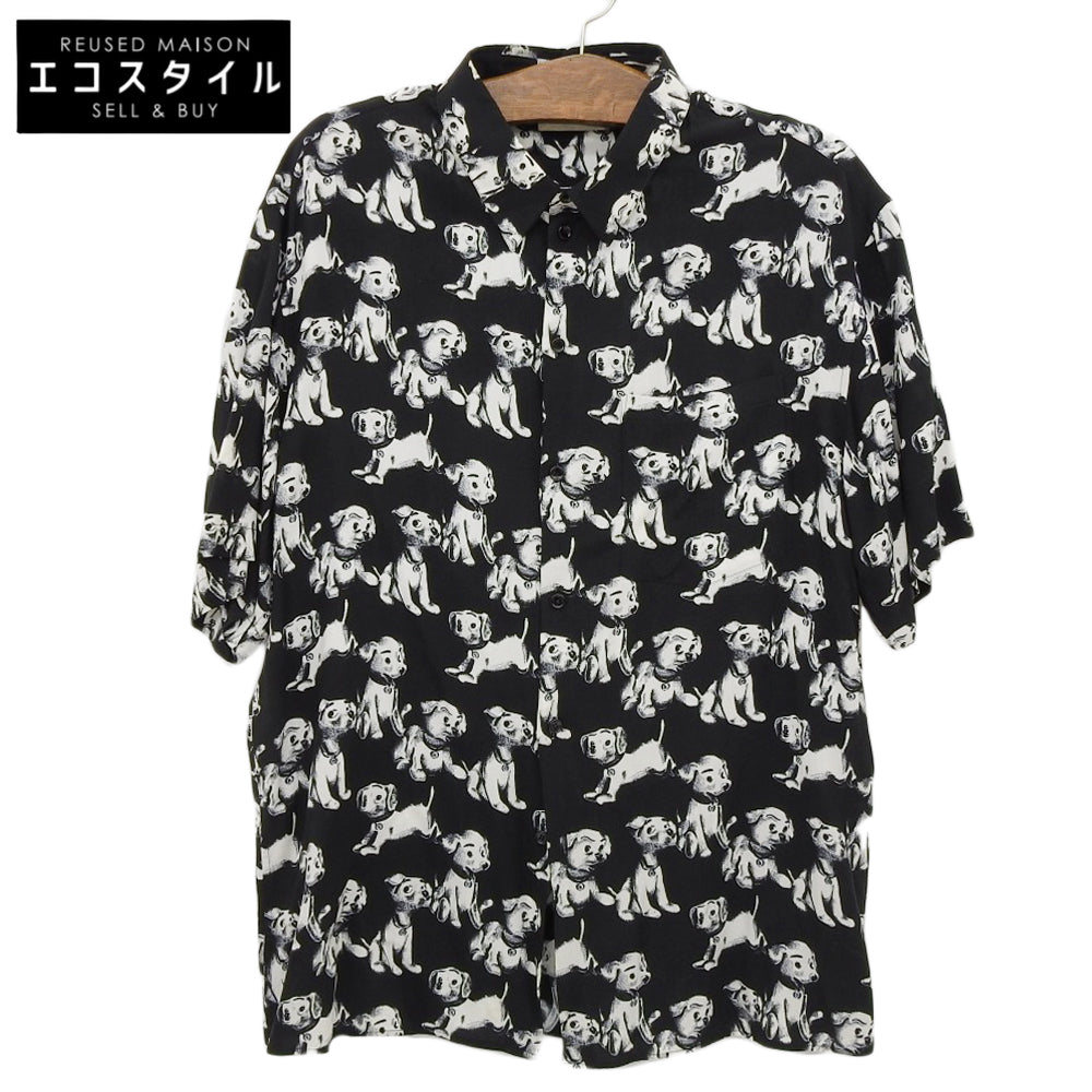 CELINE セリーヌ 総柄 犬 シャツ トップス メンズ ブラック/ホワイト 38 2C717307Q トップス