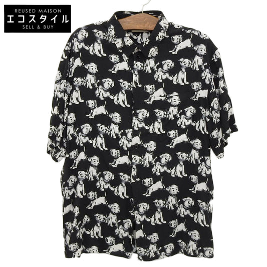 CELINE セリーヌ 総柄 犬 シャツ トップス メンズ ブラック/ホワイト 38 2C717307Q トップス