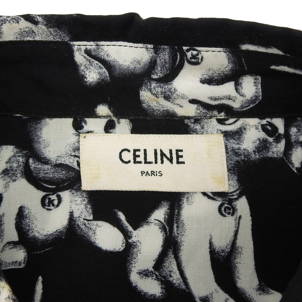 CELINE All-Over Dog Print Shirt Top Mens Black/White 38 2C717307Q Top