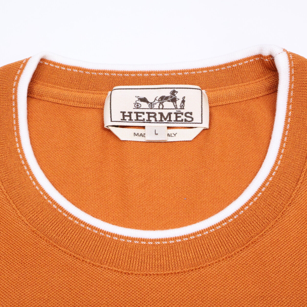 HERMES New condition 467990HA Saddle Stitch Cotton T-Shirt Top