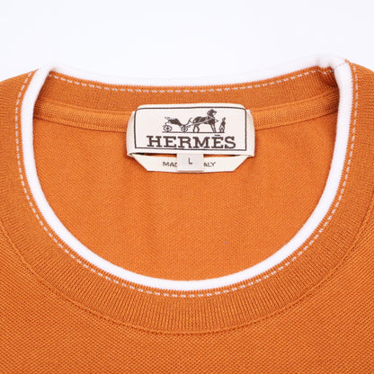 HERMES New condition 467990HA Saddle Stitch Cotton T-Shirt Top