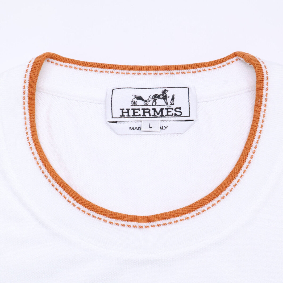 HERMES Almost New 467990HA Saddle Stitch Cotton Top