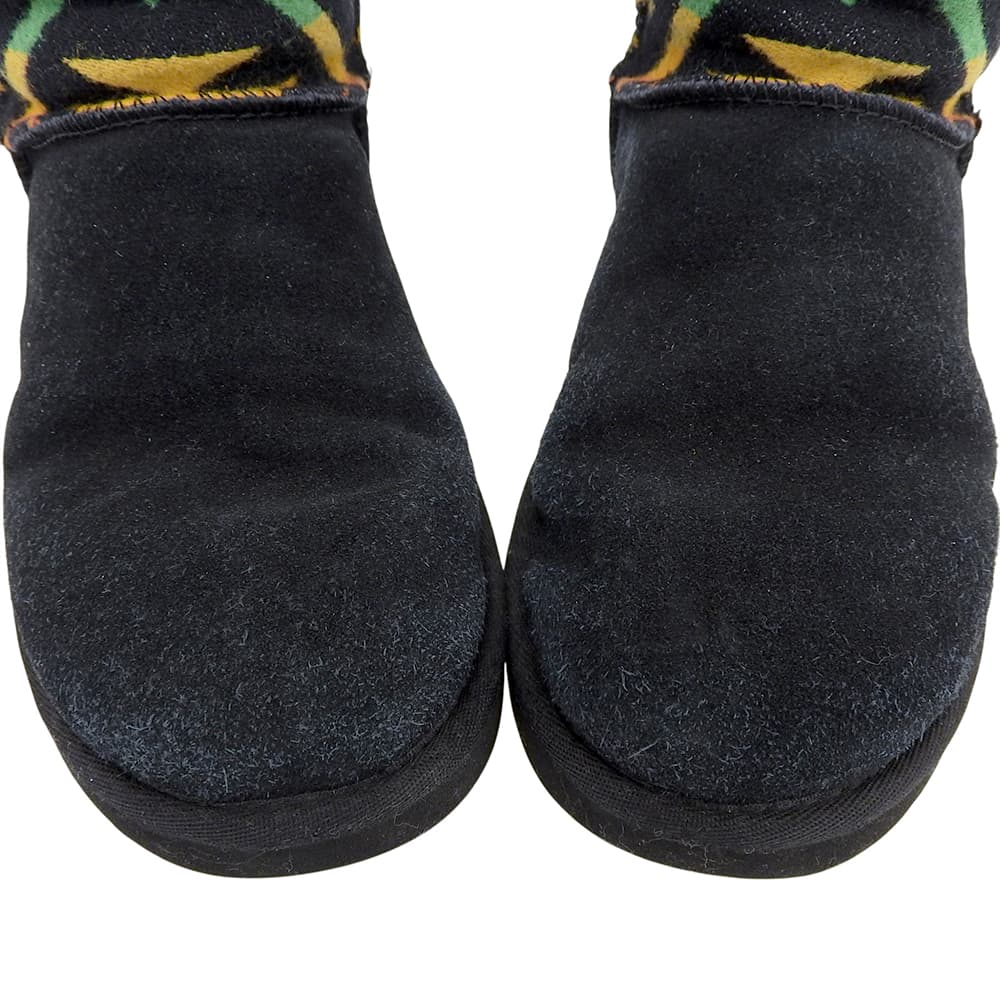 UGG アグ 美品 エスニック柄 ムートンブーツ レディース ブラック マルチカラー 24cm シューズ 7(US)