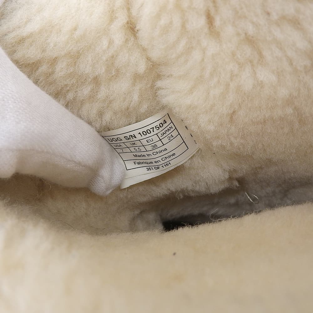 UGG アグ 美品 エスニック柄 ムートンブーツ レディース ブラック マルチカラー 24cm シューズ 7(US)