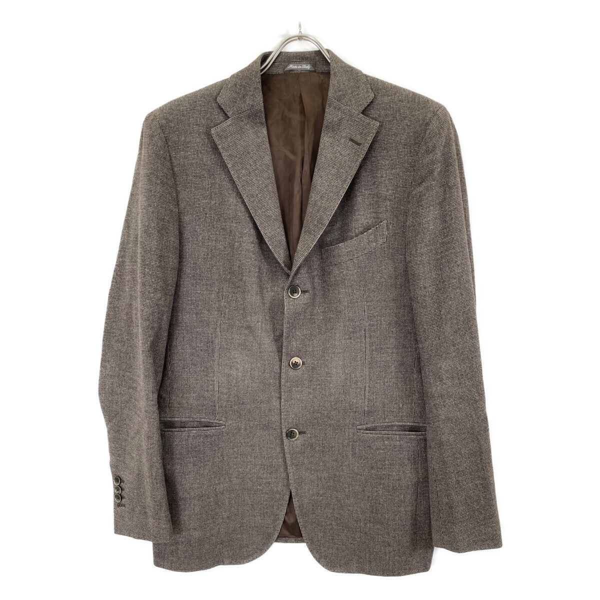 LARDINI 拉尔迪尼 棕色 羊毛 Loro Piana面料 格纹 侧开衩 修身 西装夹克 夹克 50 男士