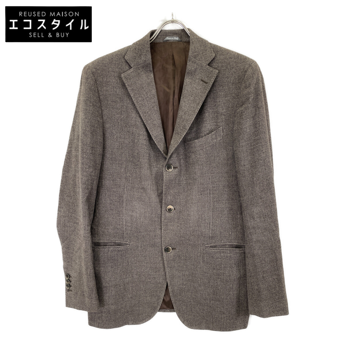 LARDINI 拉尔迪尼 棕色 羊毛 Loro Piana面料 格纹 侧开衩 修身 西装夹克 夹克 50 男士