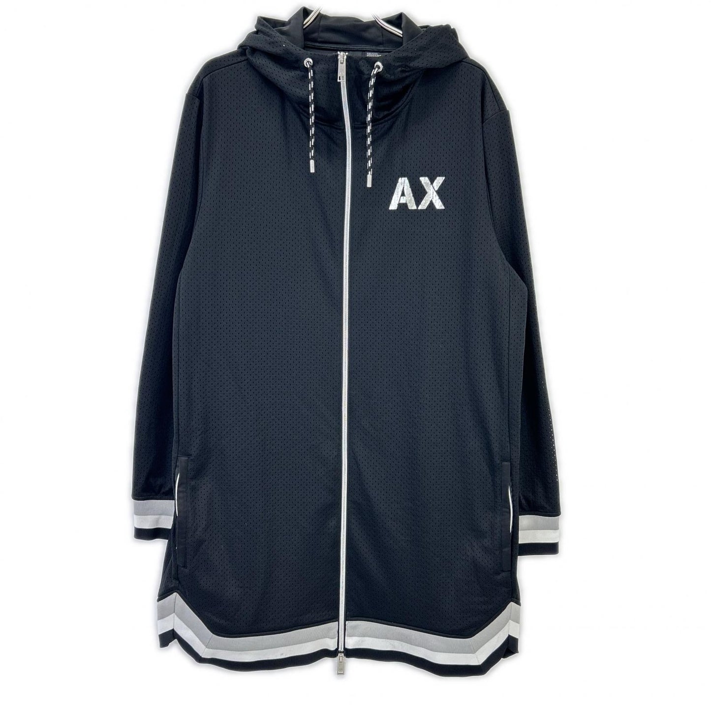 ARMANI EXCHANGE アルマーニエクスチェンジ 3ZZM78 ZJT1Z ブラック ワンポイントロゴ メッシュ パーカー トップス