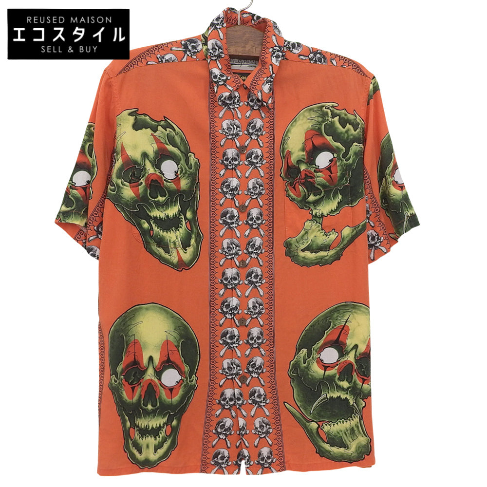 WACKO MARIA 美品 56 TATTOO STUDIO S/S 夏威夷衬衫 男士 橙色 M 21SS 上衣
