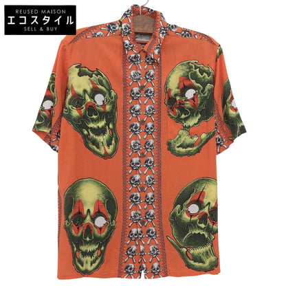 WACKO MARIA 美品 56 TATTOO STUDIO S/S 夏威夷衬衫 男士 橙色 M 21SS 上衣