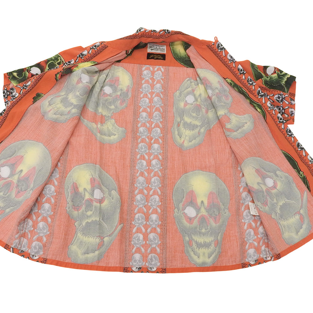 WACKO MARIA 美品 56 TATTOO STUDIO S/S 夏威夷衬衫 男士 橙色 M 21SS 上衣