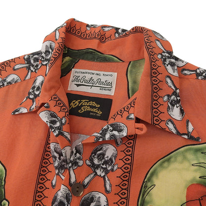 WACKO MARIA 美品 56 TATTOO STUDIO S/S 夏威夷衬衫 男士 橙色 M 21SS 上衣