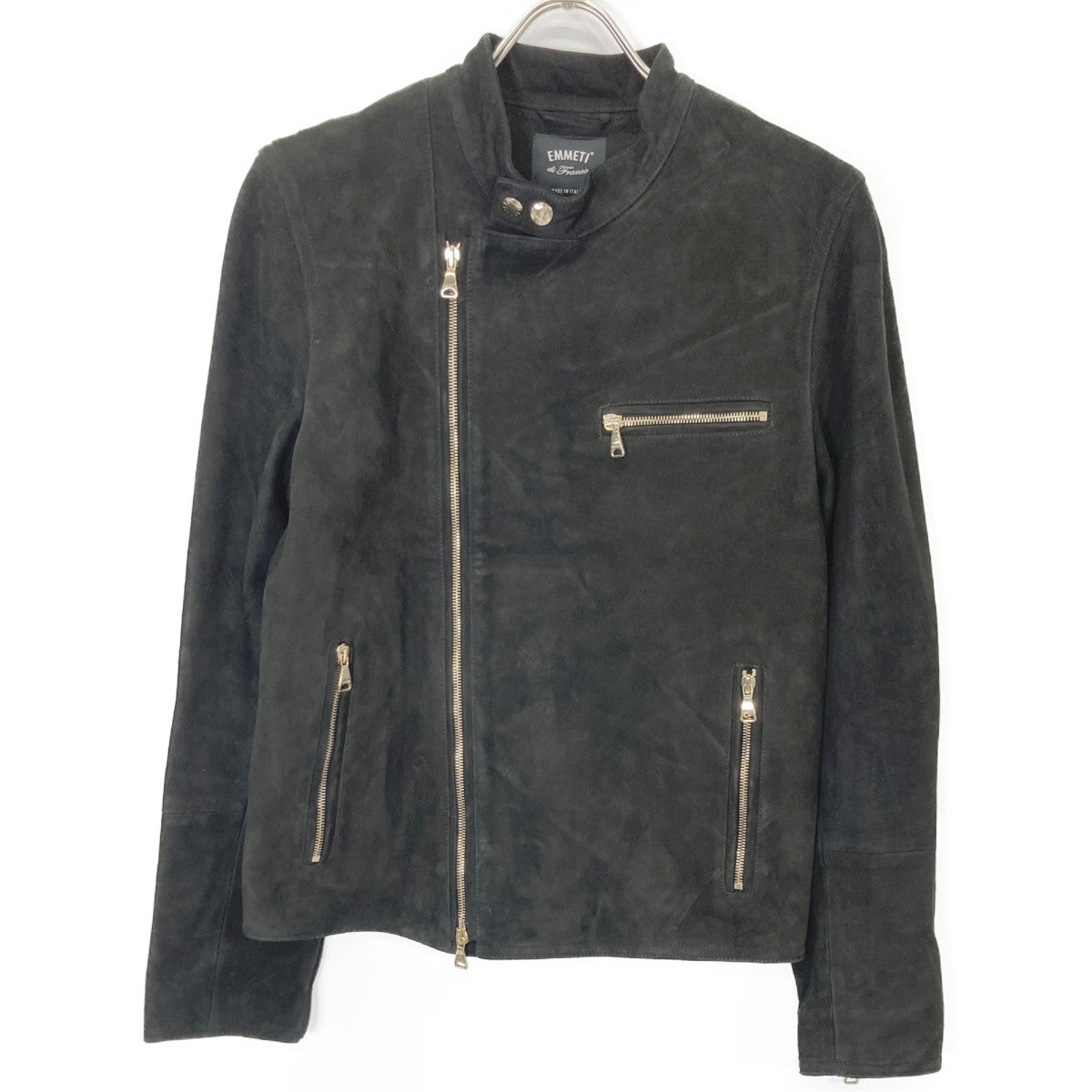 EMMETI Emmeti Black Goatskin Suede Joseph Semi-Double Rider's Jacket