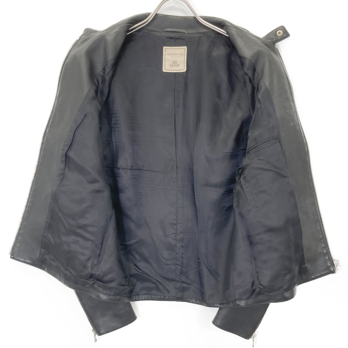 TOMORROWLAND ×DENIM Black Lamb Leather Dolphin Single Rider's Jacket
