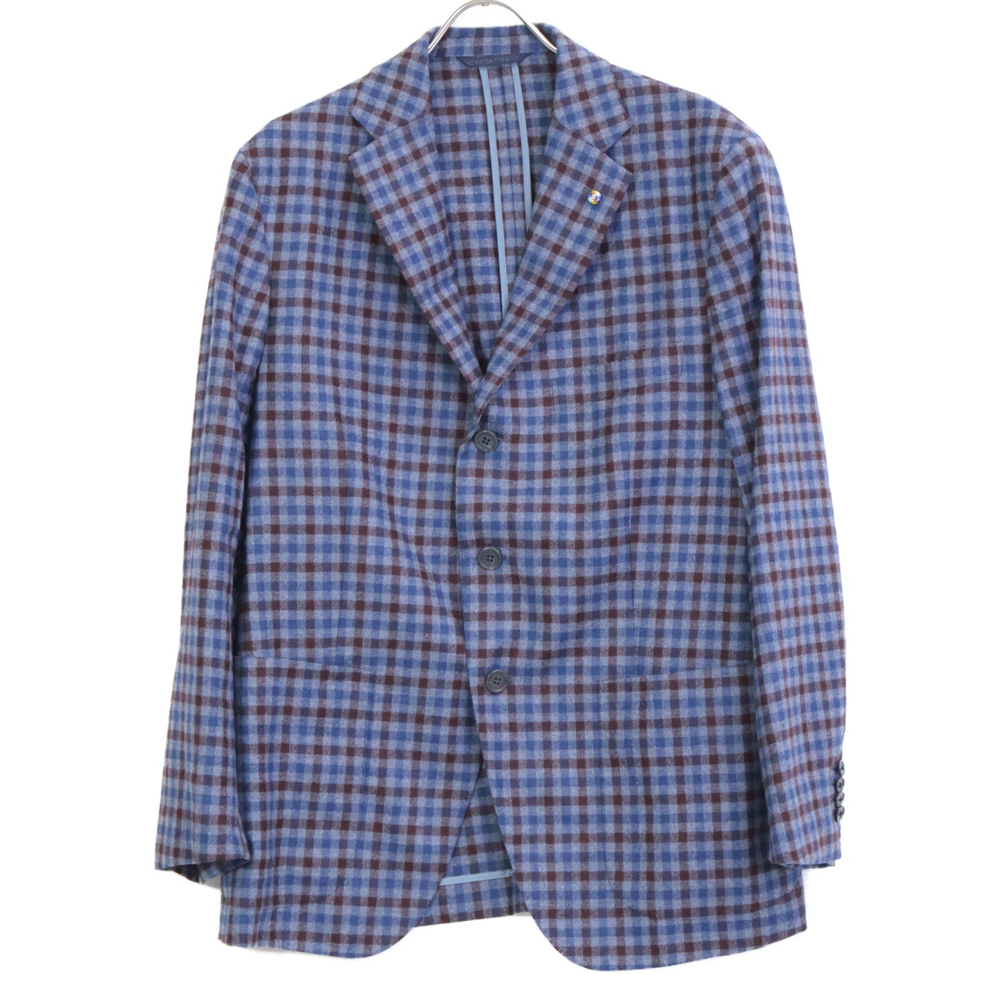 Belvest ベルベスト G10647 ブルー×ブラウン ウール チェック JACKET IN THE BOX 3Bジャケット ジャケット
