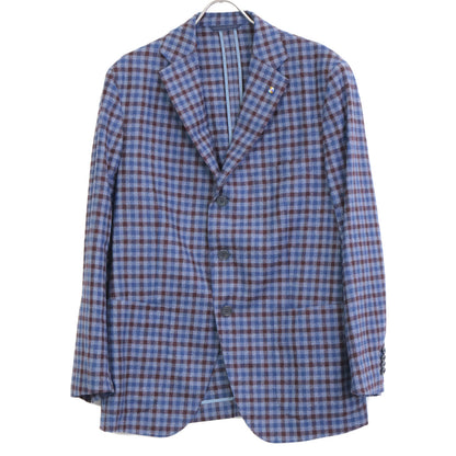 Belvest ベルベスト G10647 ブルー×ブラウン ウール チェック JACKET IN THE BOX 3Bジャケット ジャケット