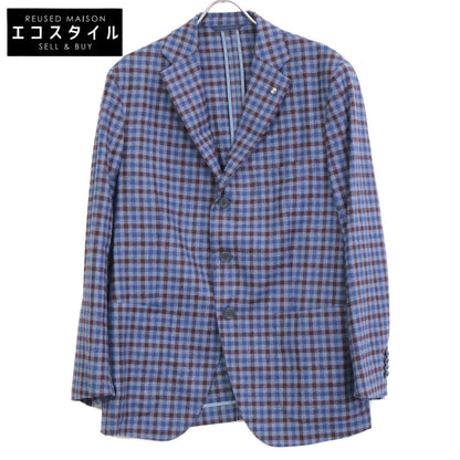 Belvest ベルベスト G10647 ブルー×ブラウン ウール チェック JACKET IN THE BOX 3Bジャケット ジャケット