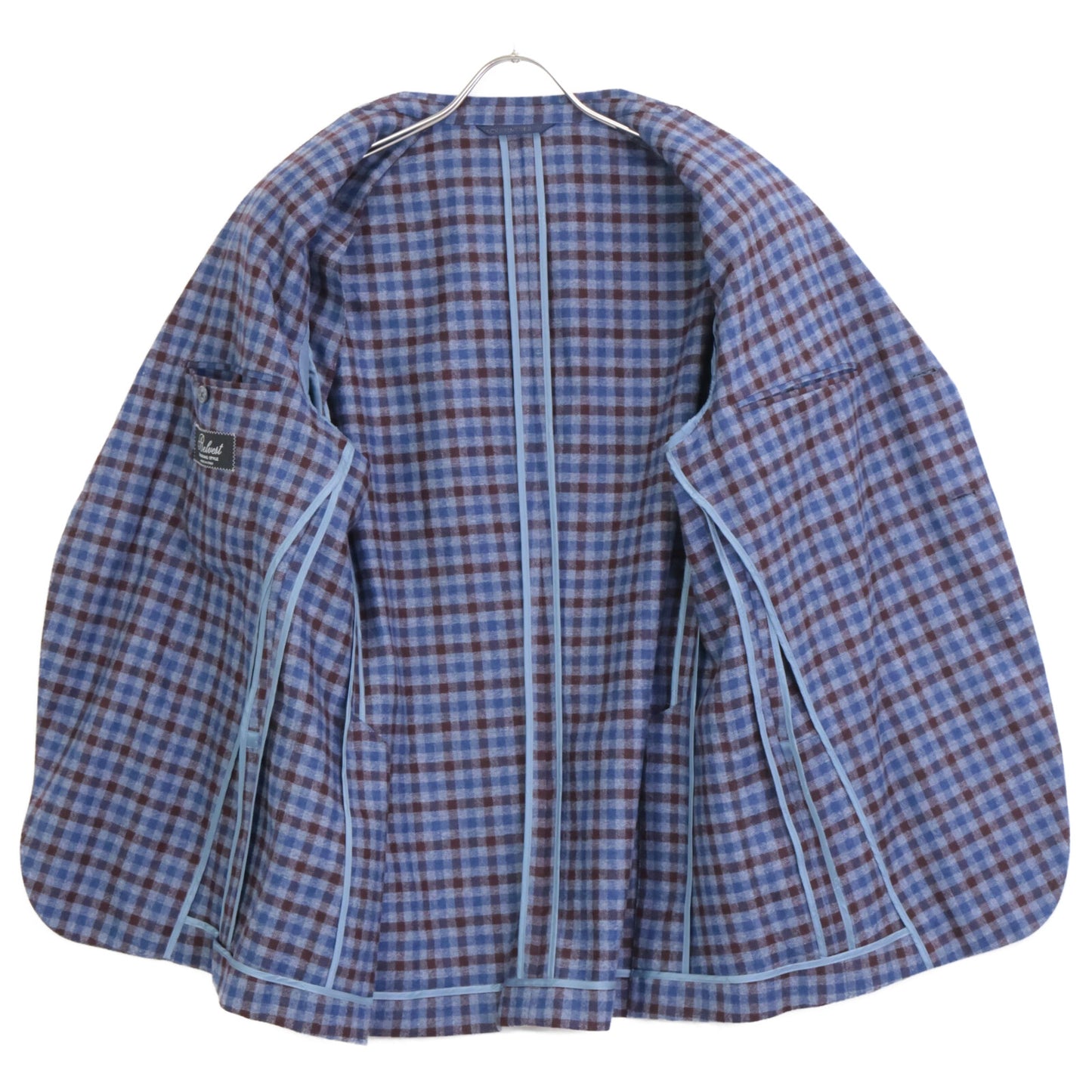 Belvest ベルベスト G10647 ブルー×ブラウン ウール チェック JACKET IN THE BOX 3Bジャケット ジャケット