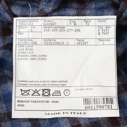 Belvest ベルベスト G10647 ブルー×ブラウン ウール チェック JACKET IN THE BOX 3Bジャケット ジャケット