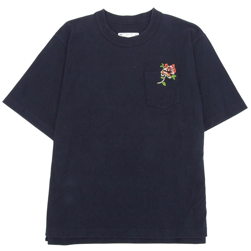 Flower Design Pocket T-shirt Navy 1 22-02868M Tops Men's Tops 1 Men's