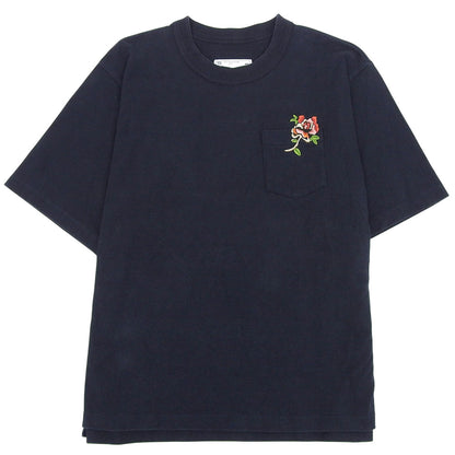 Flower Design Pocket T-shirt Navy 1 22-02868M Tops Men's Tops 1 Men's