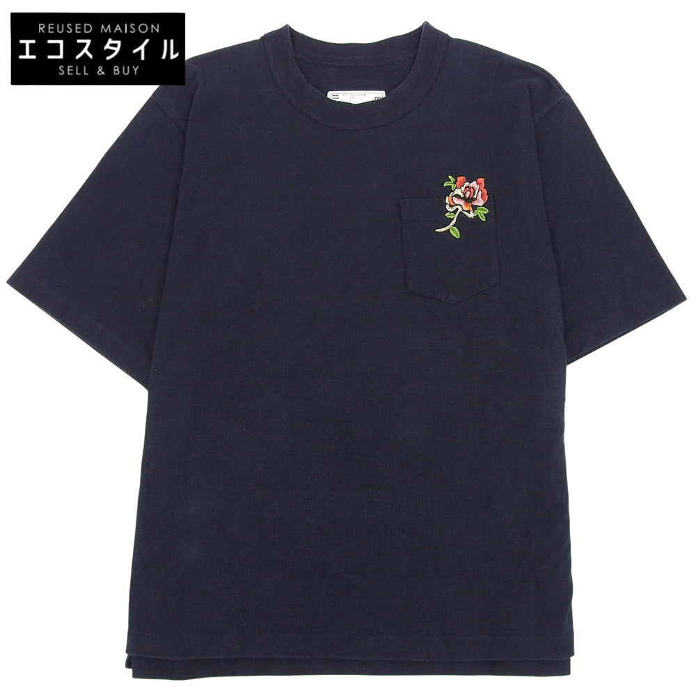Flower Design Pocket T-shirt Navy 1 22-02868M Tops Men's Tops 1 Men's