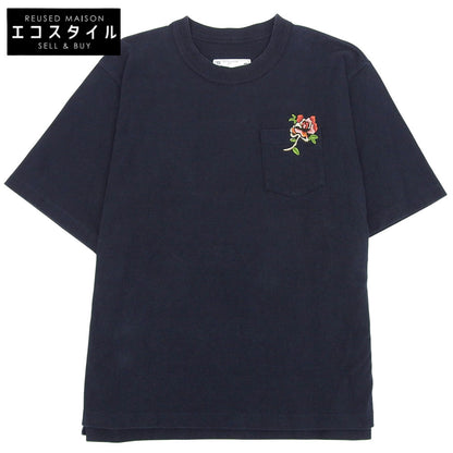 Flower Design Pocket T-shirt Navy 1 22-02868M Tops Men's Tops 1 Men's