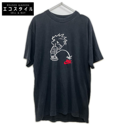 NIKE ナイキ ×PISS BOY 90's ブラック コットン 刺繍 Tシャツ トップス