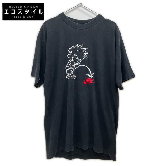 NIKE ナイキ ×PISS BOY 90's ブラック コットン 刺繍 Tシャツ トップス