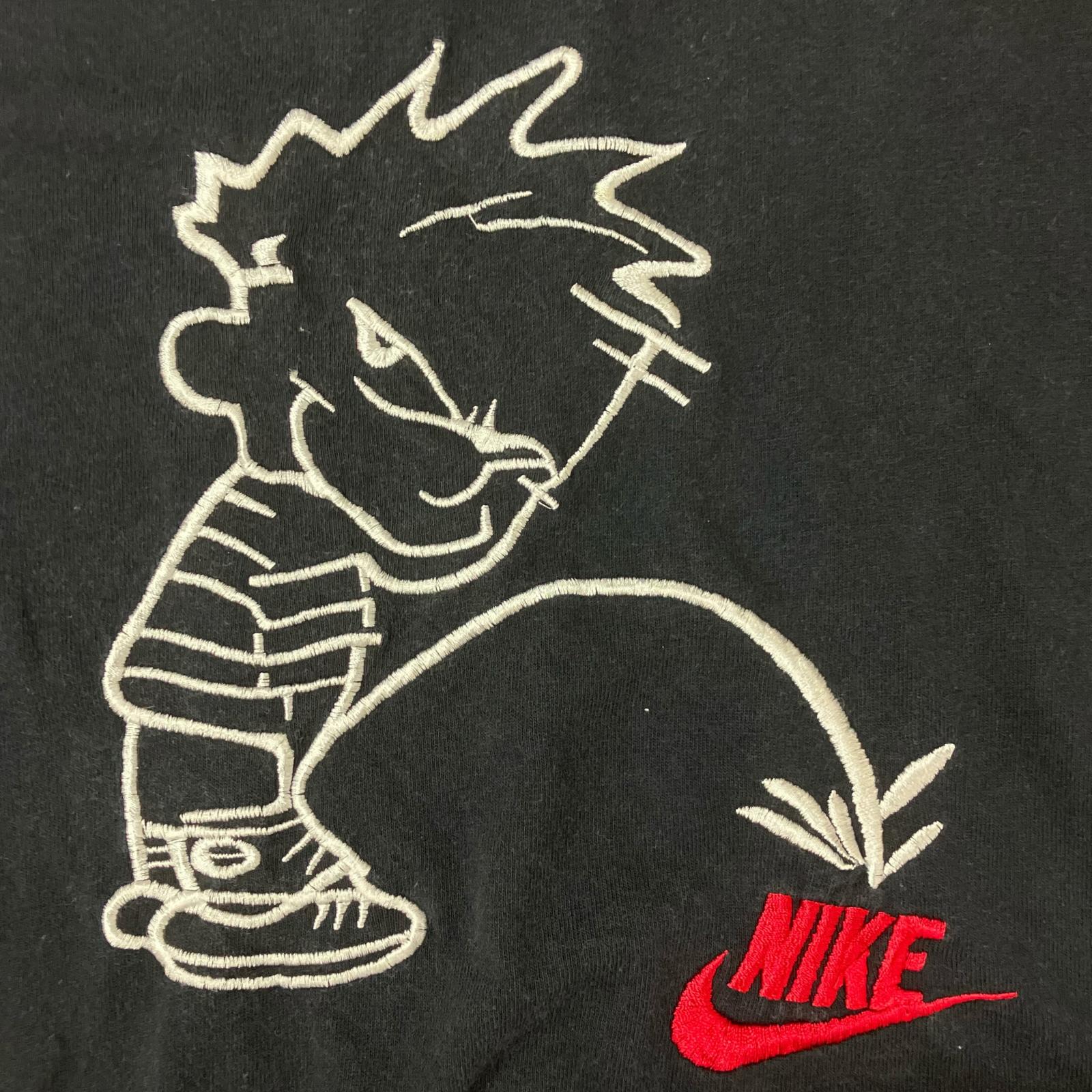 NIKE ナイキ ×PISS BOY 90's ブラック コットン 刺繍 Tシャツ トップス