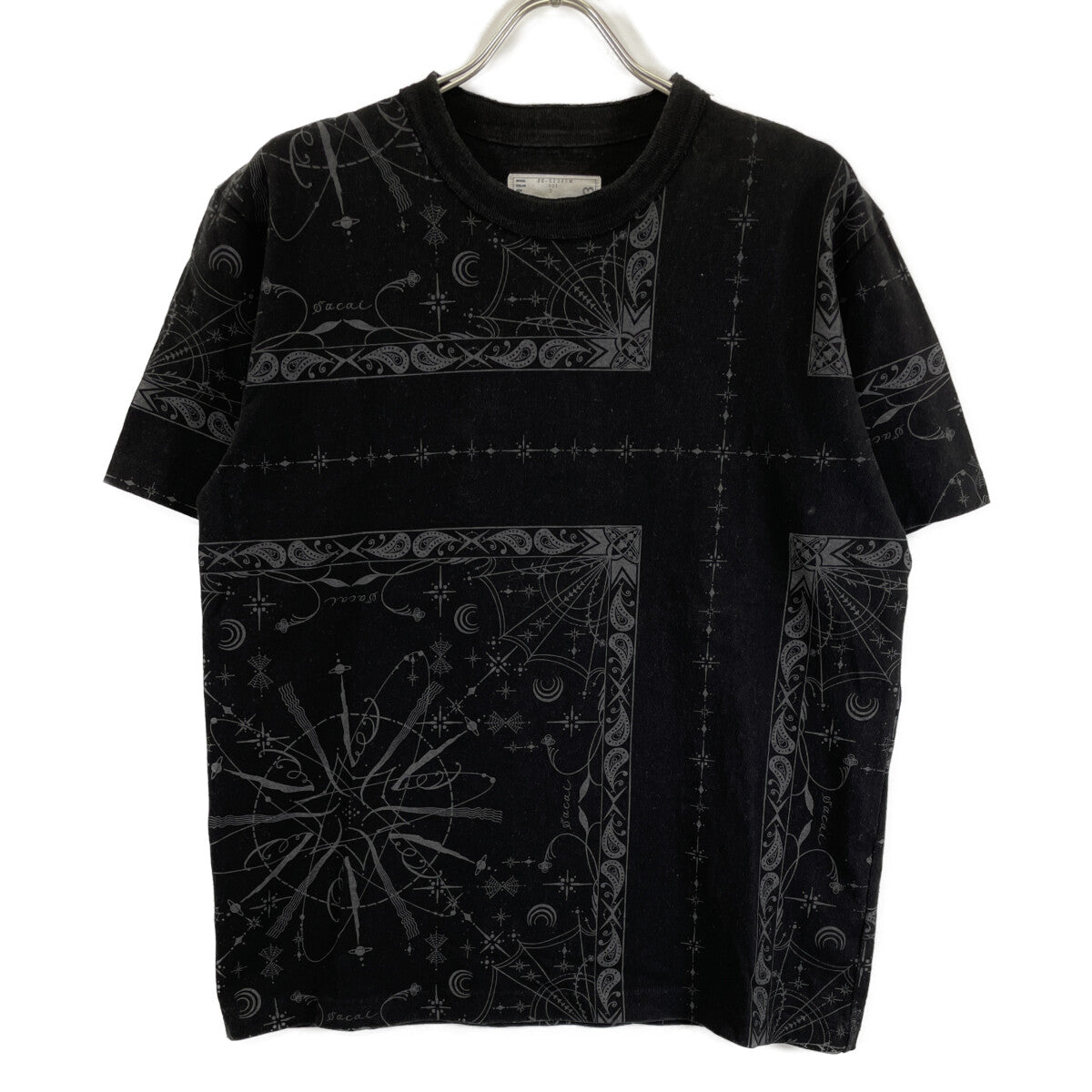 sacai 萨凯 ×Dr.Woo 20-02343M 黑色佩斯利印花T恤上衣