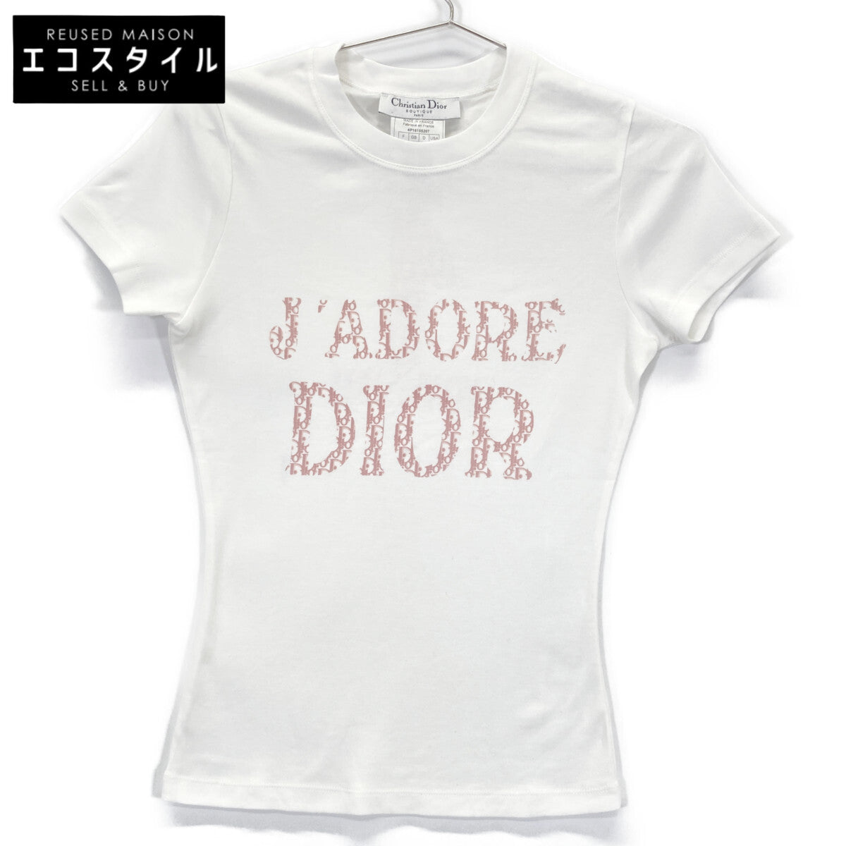Christian Dior 4P16155207 White J'ADORE DIOR Short Sleeve T-shirt Top 38