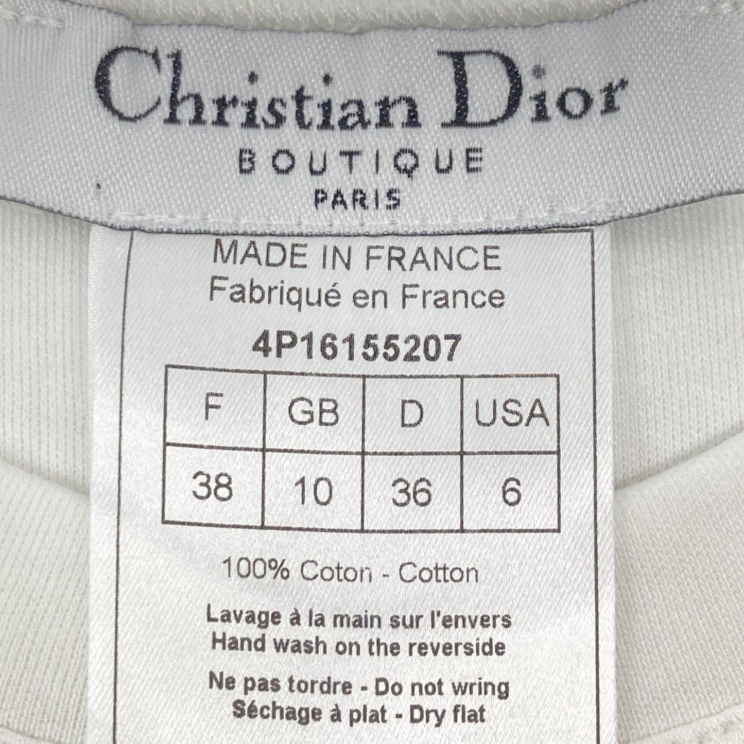 Christian Dior 4P16155207 White J'ADORE DIOR Short Sleeve T-shirt Top 38