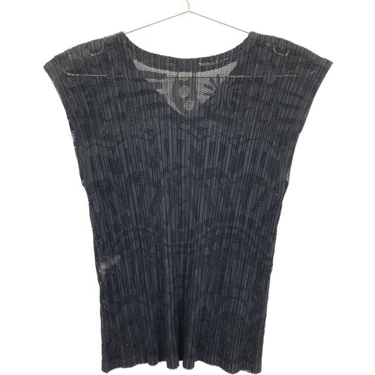 PLEATS PLEASE 16SS PP61-JK743 Black Pleats Design Sleeveless Top