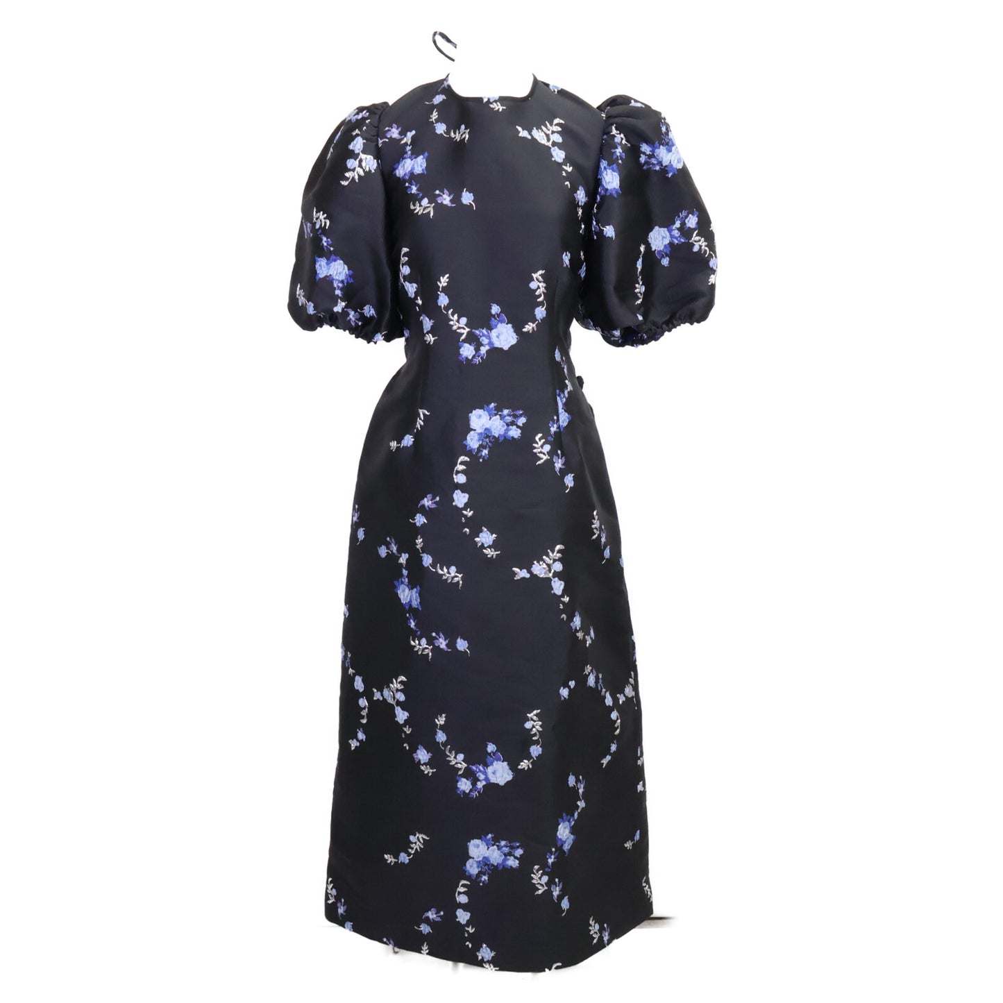 GANNI Navy 3D Jacquard Flower Dress