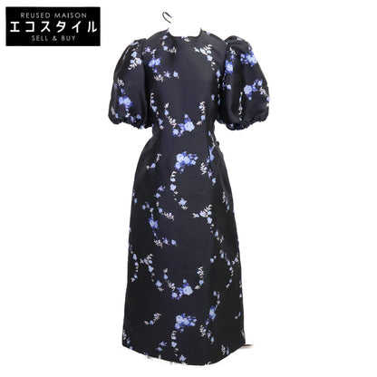 GANNI ガニー ネイビー 3D JACQUARD フラワー ワンピース ワンピース