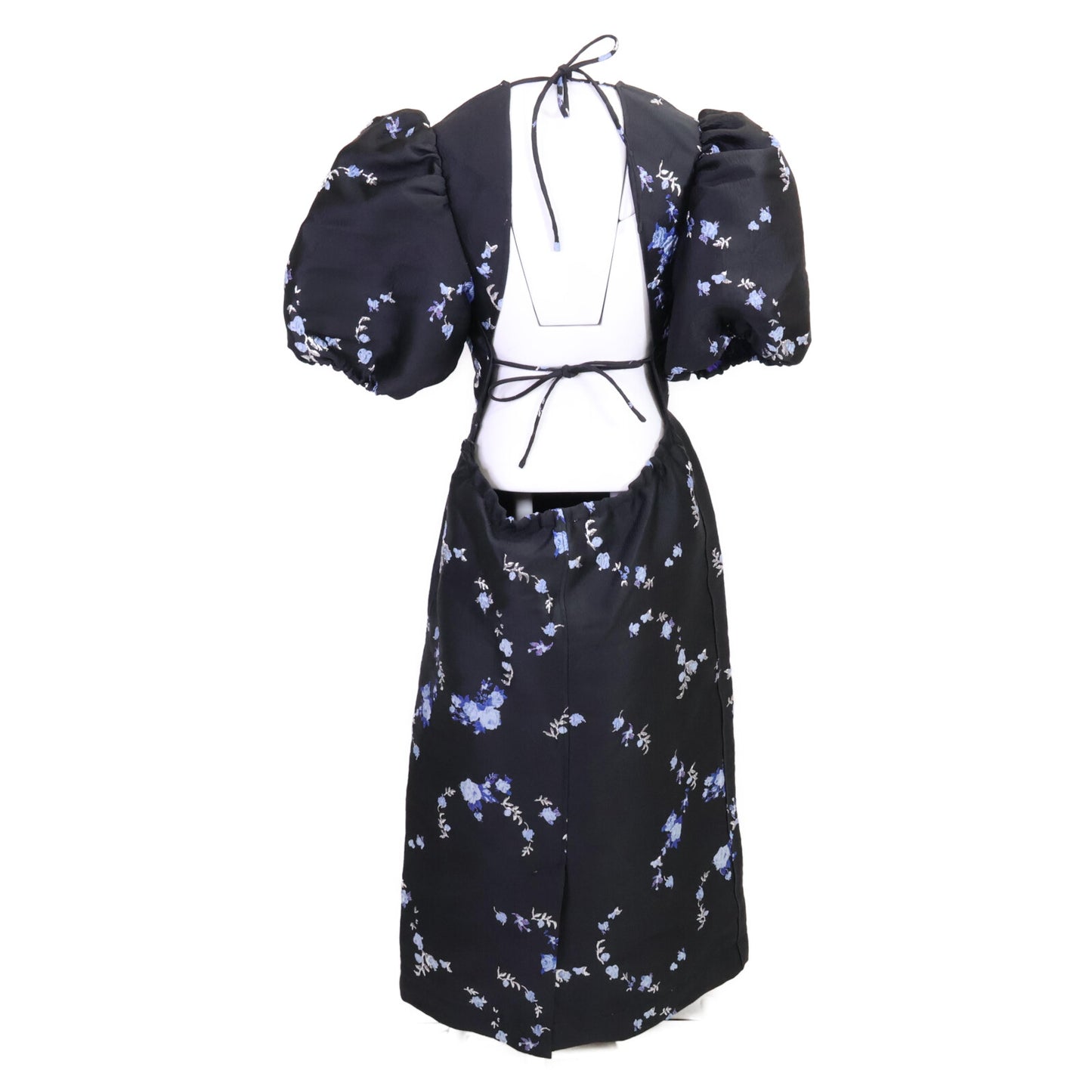 GANNI ガニー ネイビー 3D JACQUARD フラワー ワンピース ワンピース