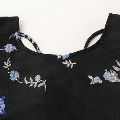 GANNI ガニー ネイビー 3D JACQUARD フラワー ワンピース ワンピース