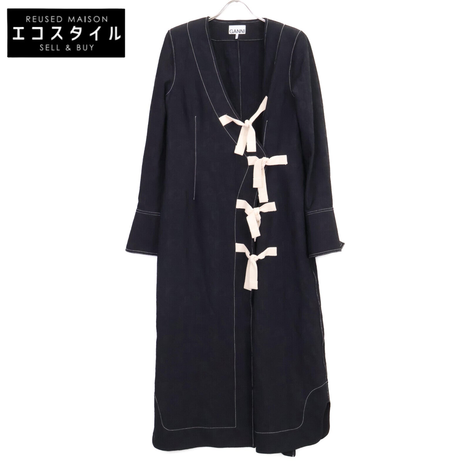 海军提花蝴蝶结连衣裙 连衣裙 38 女士