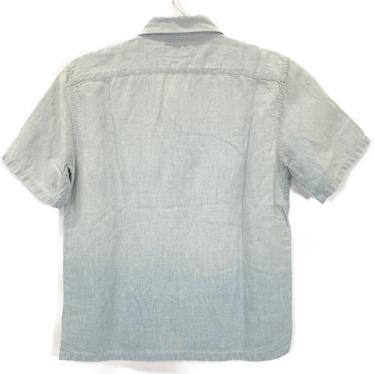 RRL Light Blue Cotton Linen Open-Collar Short-Sleeve Shirt Top