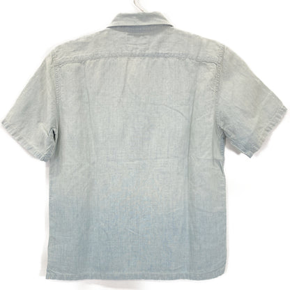 RRL Light Blue Cotton Linen Open-Collar Short-Sleeve Shirt Top