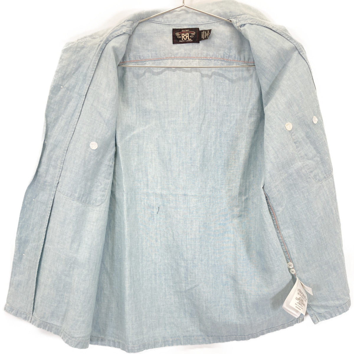 RRL Light Blue Cotton Linen Open-Collar Short-Sleeve Shirt Top