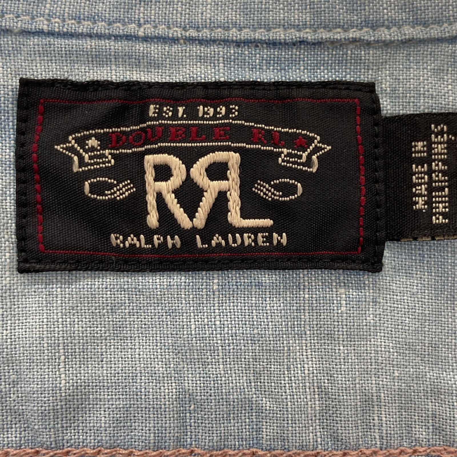 RRL Light Blue Cotton Linen Open-Collar Short-Sleeve Shirt Top