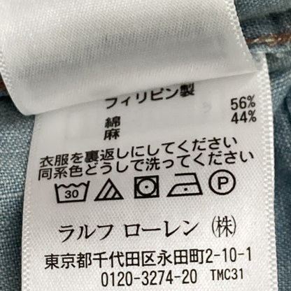 RRL Light Blue Cotton Linen Open-Collar Short-Sleeve Shirt Top