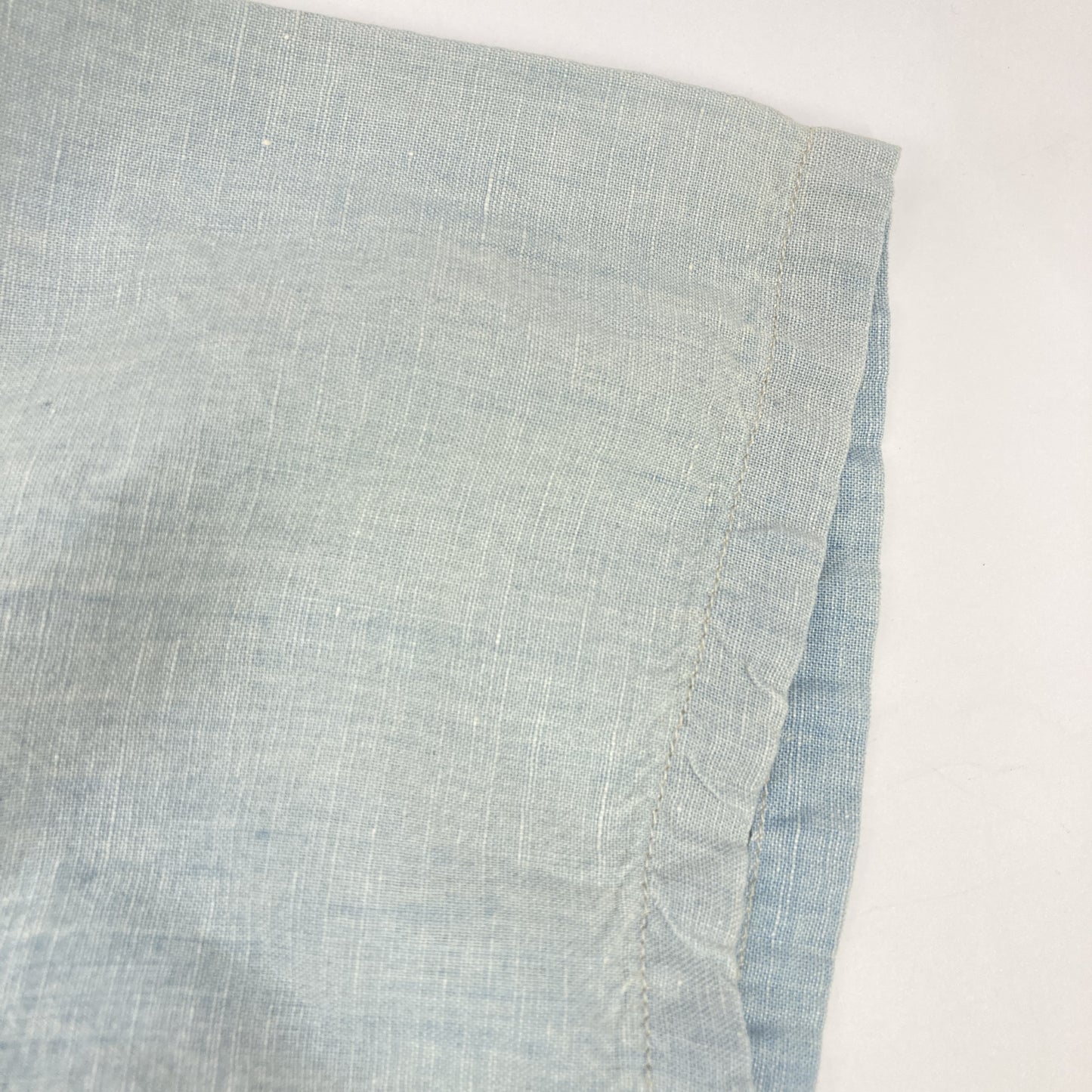 RRL Light Blue Cotton Linen Open-Collar Short-Sleeve Shirt Top