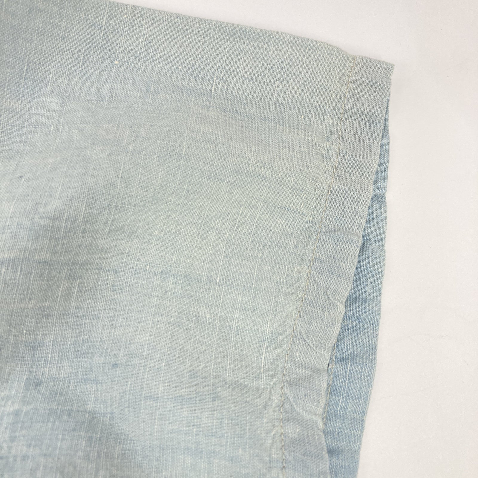 RRL Light Blue Cotton Linen Open-Collar Short-Sleeve Shirt Top