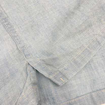 RRL Light Blue Cotton Linen Open-Collar Short-Sleeve Shirt Top