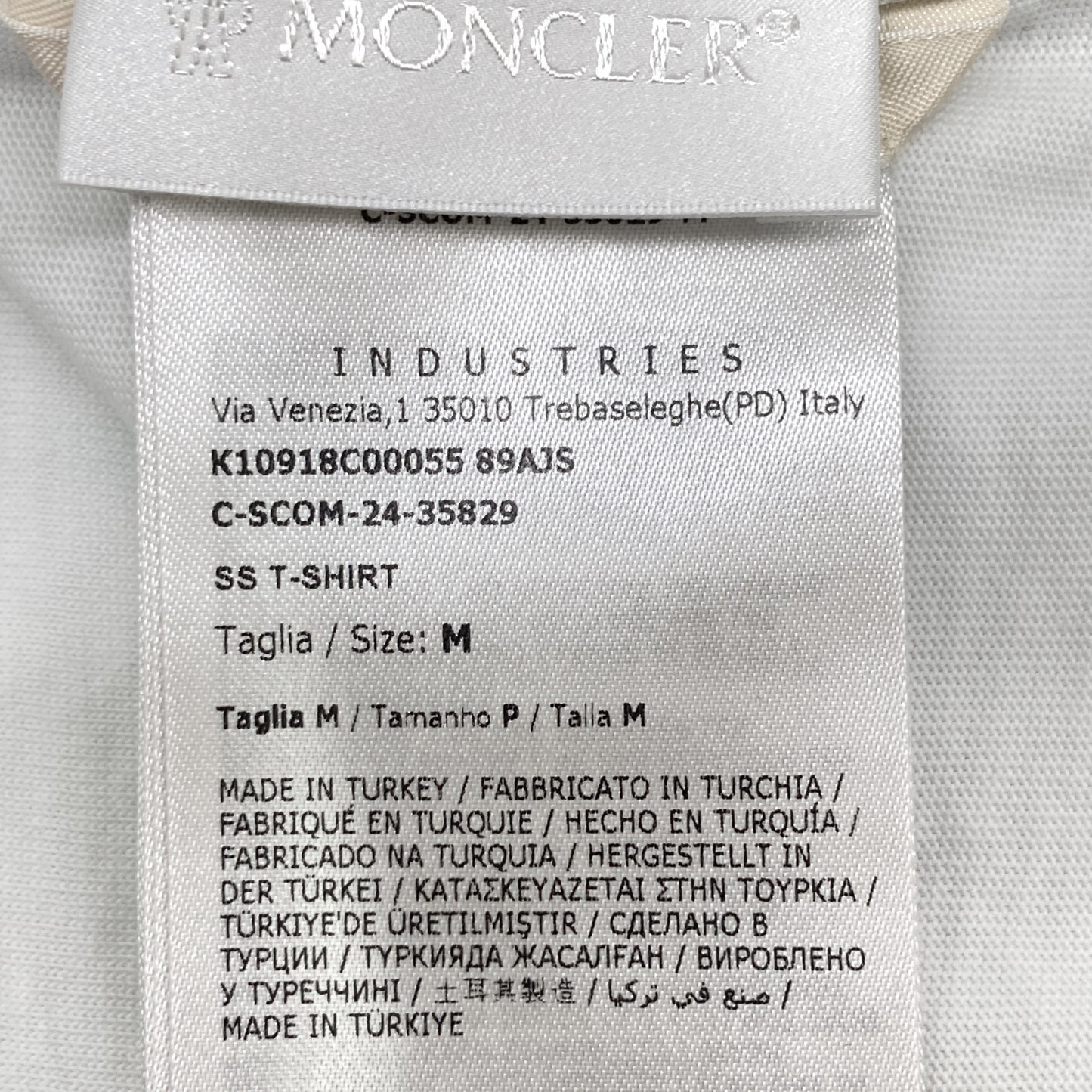 MONCLER Moncler K10918C00055 White 24' Curved Logo S/S T-shirt Top