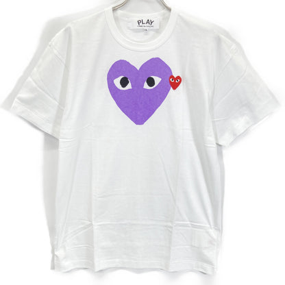 PLAYCOMMEdesGARCONS 川久保玲 PLAY系列 AZ-T106 白色 紫红双心 短袖T恤 上衣